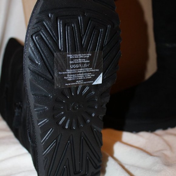 NIB UGG WOMEN'S ULTRA TALL SUEDE SHEARLING LINED ZIPPER ACCENT BOOTS BLACK - Picture 7 of 11